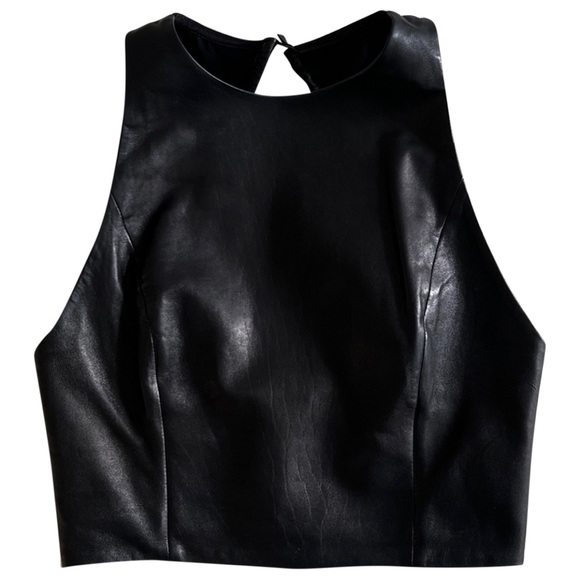 Alice + Olivia Tops - ***SOLD*** Alice and Olivia Lambskin Leather Crop Shirt